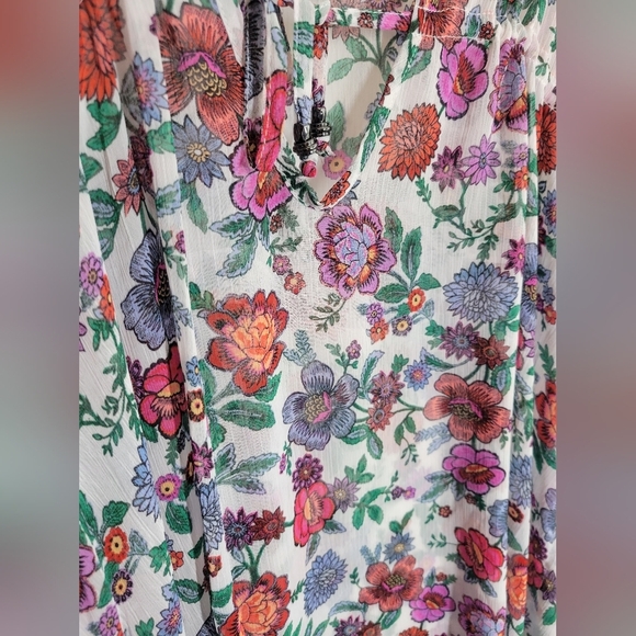 NWT Jessica Simpson Swim Cover Floral Medium Forget Me Not Frill Side Chiffon - Picture 6 of 7